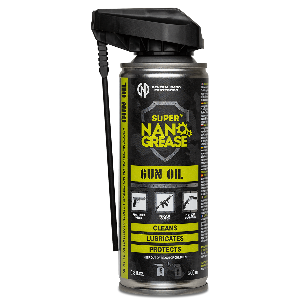 GNP Defend Gun Oil, 200 ml (6.8 fl oz) aerosol can with spray nozzle