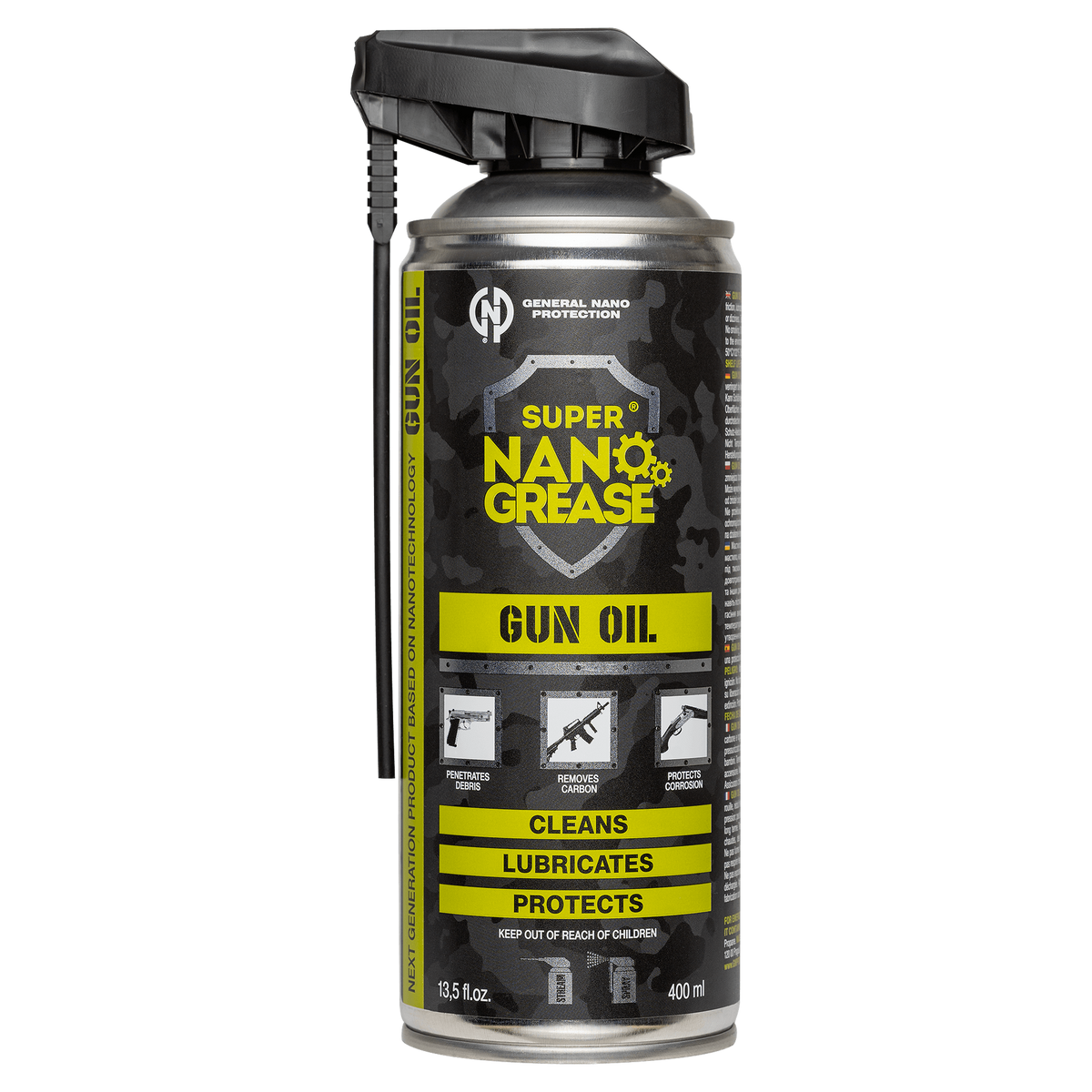 GNP Defend Gun Oil, 400 ml (13.5 fl oz) aerosol can with spray nozzle