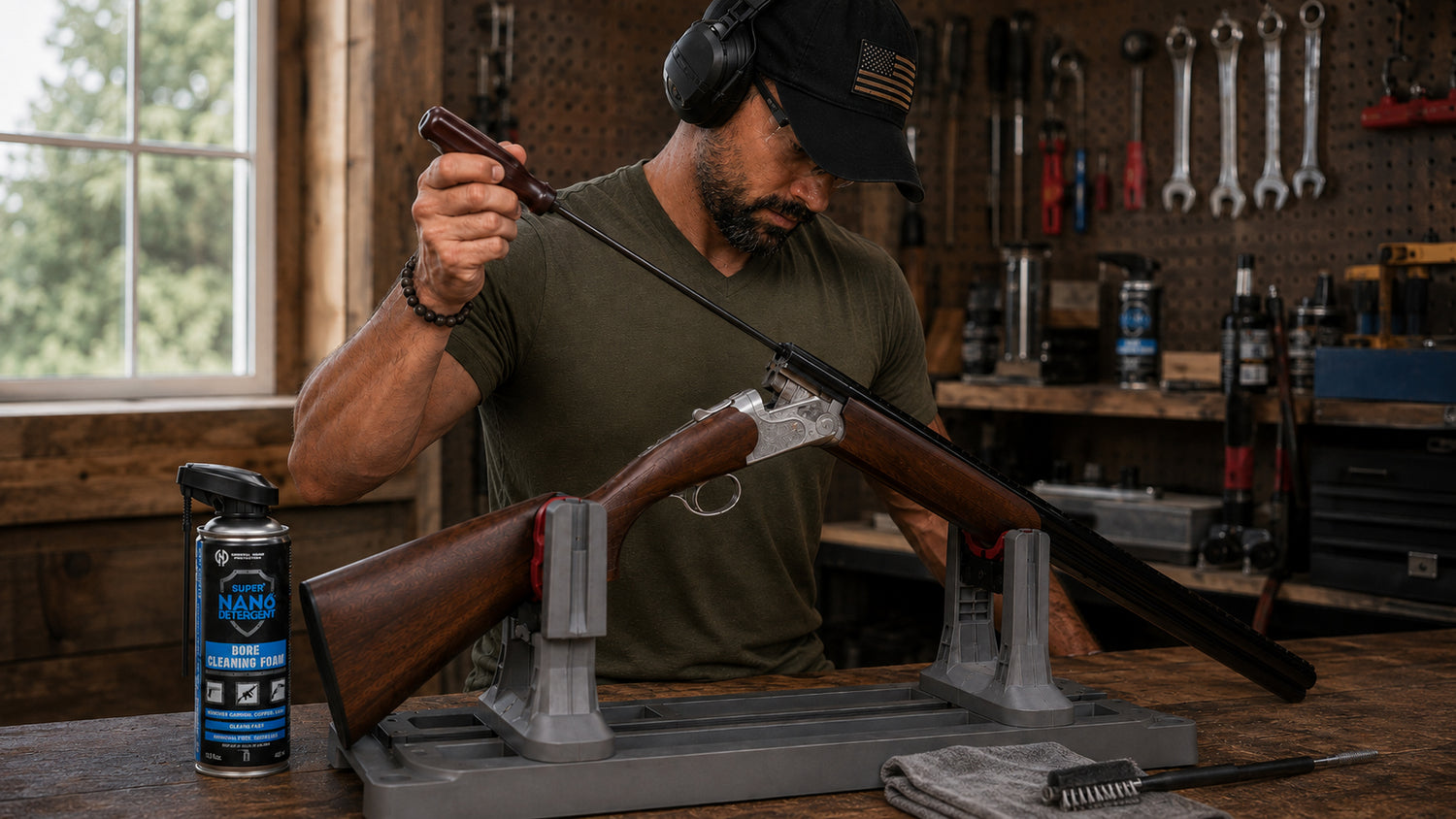 GNP Defend Bore Cleaning Foam — water-based foaming bore cleaner that expands to lift carbon, copper, and lead from the barrel